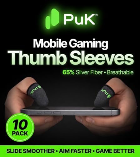 PuK Mobile Gaming Thumb Sleeves 10 pack - 65% silver fiber, breathable - slide smoother, aim faster, game better